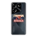 Полупрозрачный дизайнерский силиконовый чехол для Tecno Pova 5 4G Российский флаг