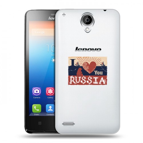 Полупрозрачный дизайнерский пластиковый чехол для Lenovo S890 Российский флаг