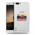 Полупрозрачный дизайнерский пластиковый чехол для Huawei Honor 6 Plus Российский флаг