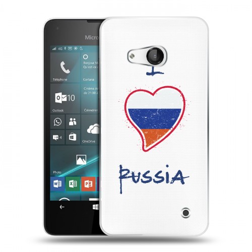 Полупрозрачный дизайнерский пластиковый чехол для Microsoft Lumia 550 Российский флаг