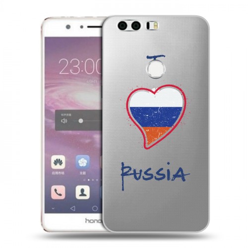 Полупрозрачный дизайнерский пластиковый чехол для Huawei Honor 8 Российский флаг