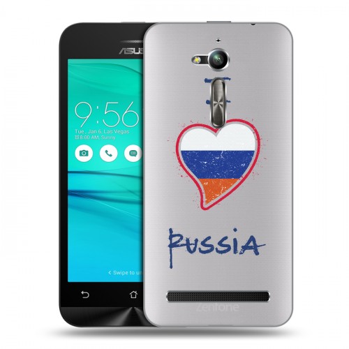 Полупрозрачный дизайнерский пластиковый чехол для ASUS ZenFone Go ZB500KL Российский флаг