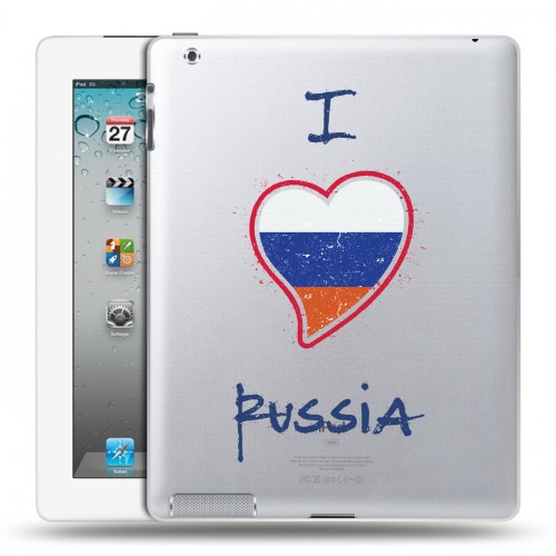Полупрозрачный дизайнерский пластиковый чехол для Ipad 2/3/4 Российский флаг