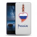 Полупрозрачный дизайнерский пластиковый чехол для Nokia 8 Российский флаг