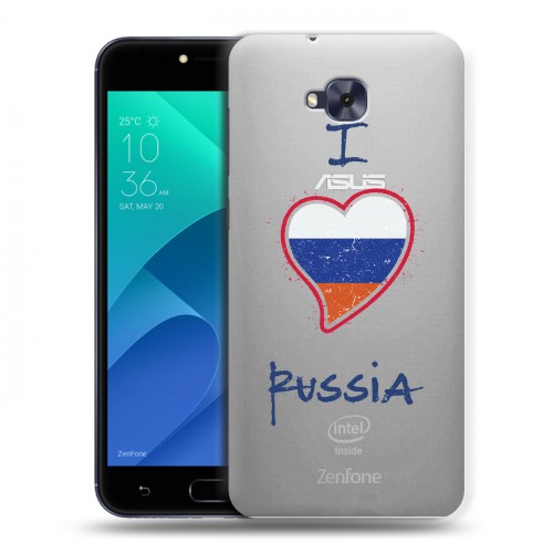 Полупрозрачный дизайнерский пластиковый чехол для ASUS ZenFone 4 Selfie Российский флаг