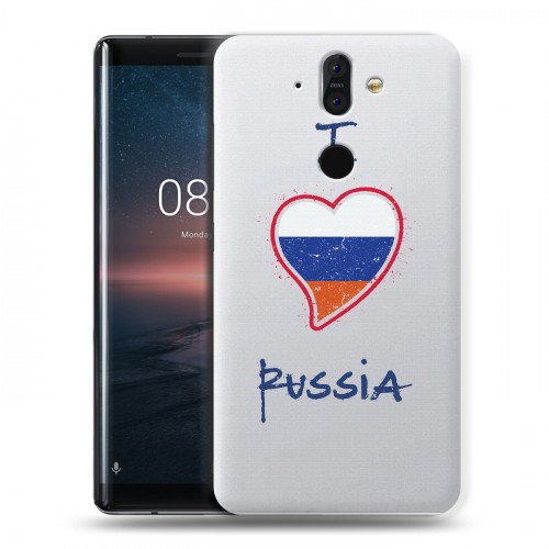 Полупрозрачный дизайнерский силиконовый чехол для Nokia 8 Sirocco Российский флаг