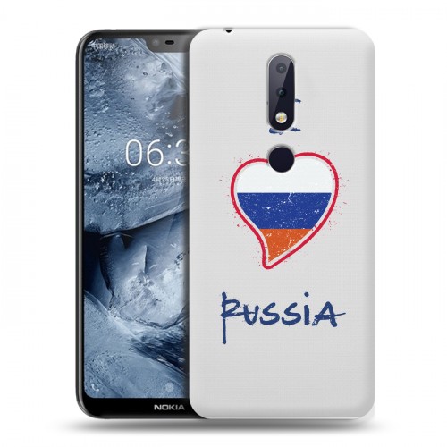 Полупрозрачный дизайнерский пластиковый чехол для Nokia 6.1 Plus Российский флаг