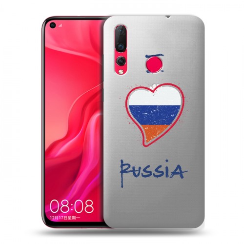 Полупрозрачный дизайнерский пластиковый чехол для Huawei Nova 4 Российский флаг