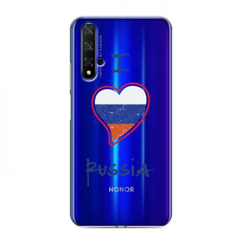 Полупрозрачный дизайнерский пластиковый чехол для Huawei Honor 20 Российский флаг