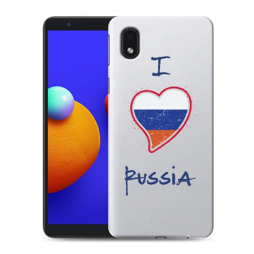 Полупрозрачный дизайнерский пластиковый чехол для Samsung Galaxy A01 Core Российский флаг