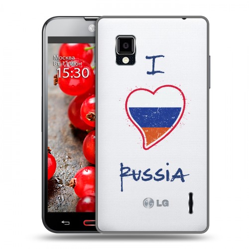 Полупрозрачный дизайнерский пластиковый чехол для LG Optimus G Российский флаг