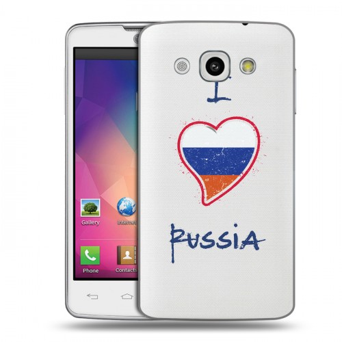 Полупрозрачный дизайнерский пластиковый чехол для LG L60 Российский флаг