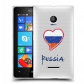 Полупрозрачный дизайнерский пластиковый чехол для Microsoft Lumia 435 Российский флаг