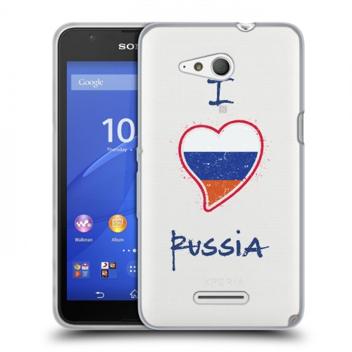 Полупрозрачный дизайнерский пластиковый чехол для Sony Xperia E4g Российский флаг