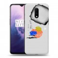 Полупрозрачный дизайнерский пластиковый чехол для OnePlus 7 Абстракции