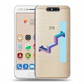 Полупрозрачный дизайнерский пластиковый чехол для ZTE Blade V8 Абстракции 3