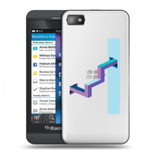 Полупрозрачный дизайнерский пластиковый чехол для BlackBerry Z10 Абстракции 3