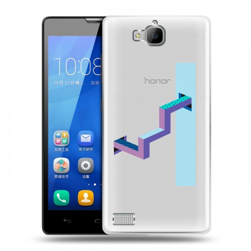 Полупрозрачный дизайнерский пластиковый чехол для Huawei Honor 3c Абстракции 3