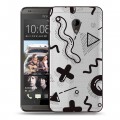 Полупрозрачный дизайнерский пластиковый чехол для HTC Desire 700 Абстракции 1