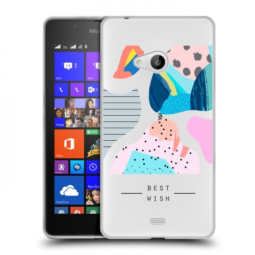 Полупрозрачный дизайнерский пластиковый чехол для Microsoft Lumia 540 Абстракции