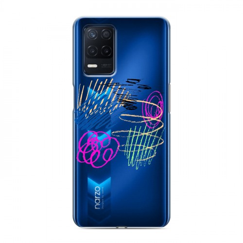 Полупрозрачный дизайнерский пластиковый чехол для Realme Narzo 30 5G Абстракции