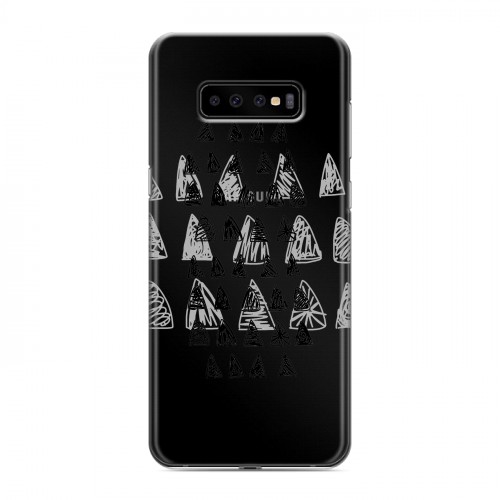 Полупрозрачный дизайнерский пластиковый чехол для Samsung Galaxy S10 Plus Абстракции 2