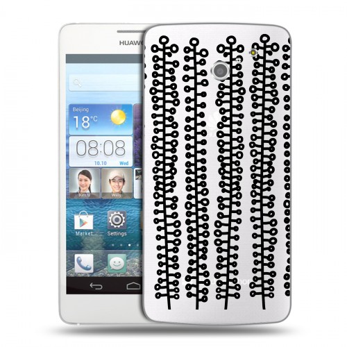 Полупрозрачный дизайнерский пластиковый чехол для Huawei Ascend D2 Абстракции