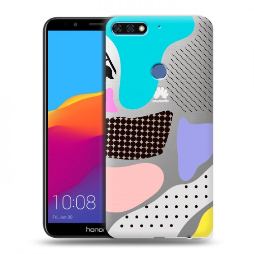 Полупрозрачный дизайнерский пластиковый чехол для Huawei Honor 7C Pro Абстракции