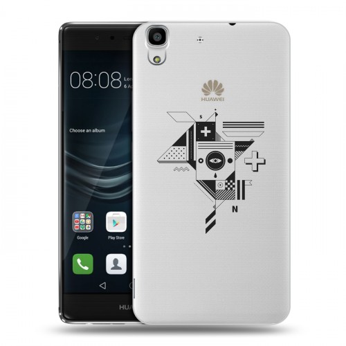 Полупрозрачный дизайнерский пластиковый чехол для Huawei Y6II Абстракции 3