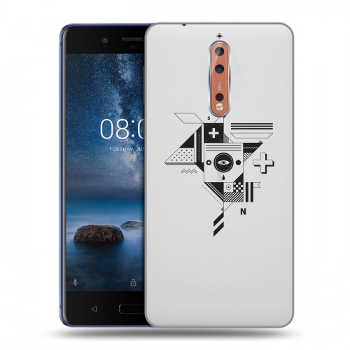 Полупрозрачный дизайнерский пластиковый чехол для Nokia 8 Абстракции 3