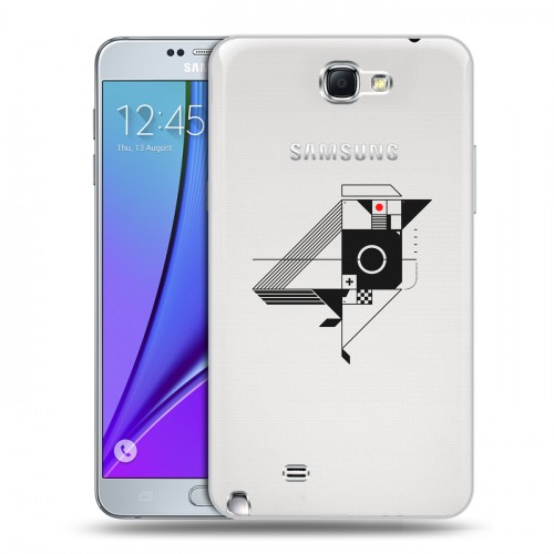 Полупрозрачный дизайнерский пластиковый чехол для Samsung Galaxy Note 2 Абстракции 3