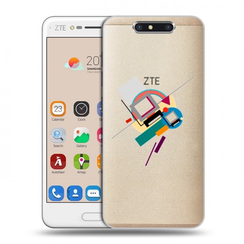 Полупрозрачный дизайнерский пластиковый чехол для ZTE Blade V8 Абстракции