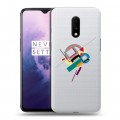 Полупрозрачный дизайнерский пластиковый чехол для OnePlus 7 Абстракции