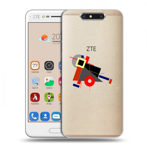 Полупрозрачный дизайнерский пластиковый чехол для ZTE Blade V8 Абстракции 3