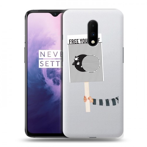 Полупрозрачный дизайнерский пластиковый чехол для OnePlus 7 Абстракции