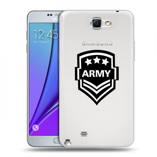 Полупрозрачный дизайнерский пластиковый чехол для Samsung Galaxy Note 2 Армия