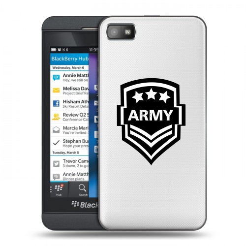 Полупрозрачный дизайнерский пластиковый чехол для BlackBerry Z10 Армия