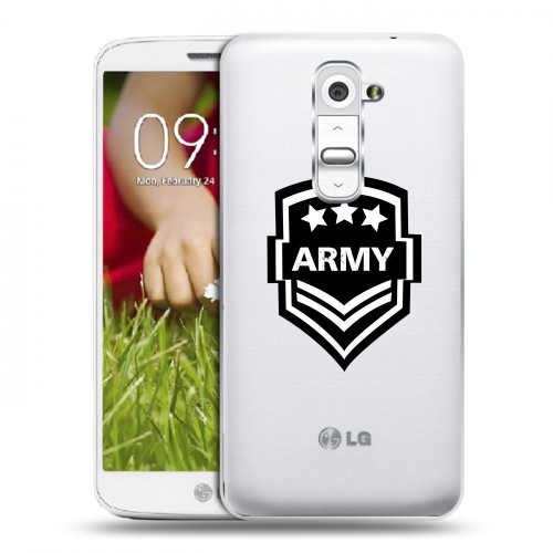 Полупрозрачный дизайнерский пластиковый чехол для LG Optimus G2 mini Армия