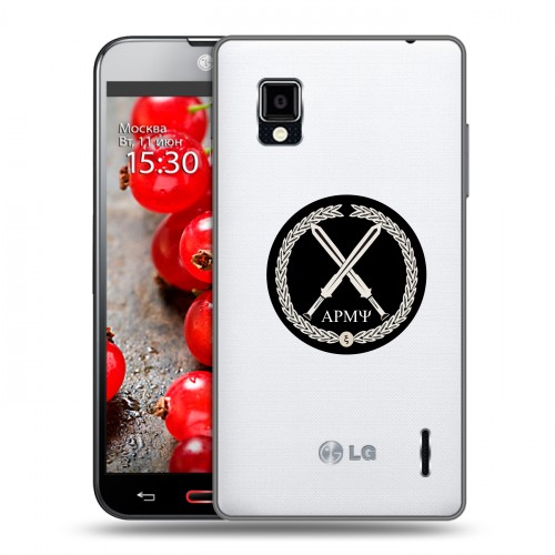 Полупрозрачный дизайнерский пластиковый чехол для LG Optimus G Армия