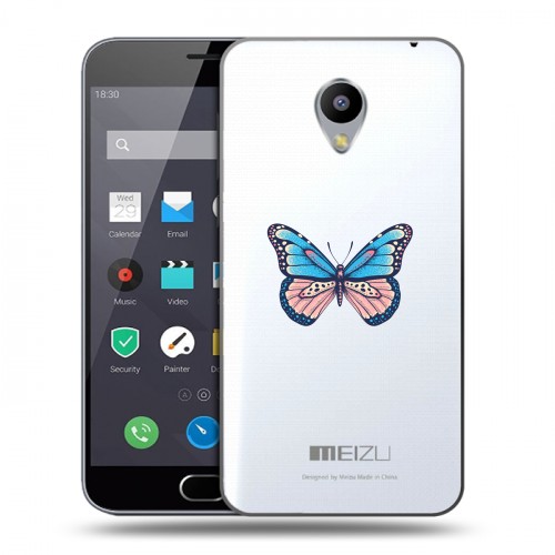 Полупрозрачный дизайнерский пластиковый чехол для Meizu M2 Note прозрачные Бабочки 