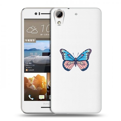 Полупрозрачный дизайнерский пластиковый чехол для HTC Desire 728 прозрачные Бабочки 