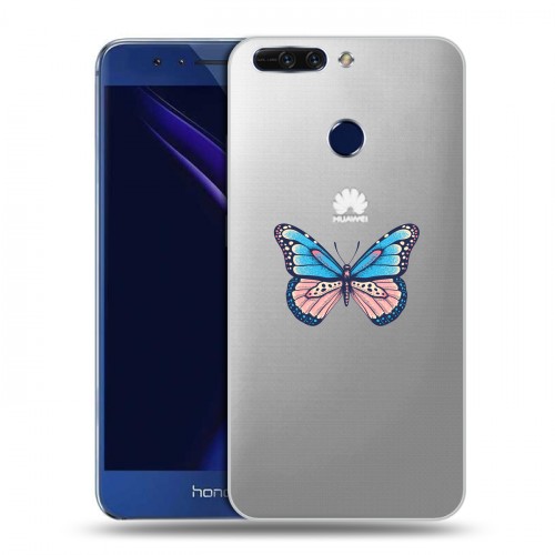 Полупрозрачный дизайнерский пластиковый чехол для Huawei Honor 8 Pro прозрачные Бабочки 
