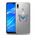 Полупрозрачный дизайнерский пластиковый чехол для Huawei Y6 (2019) прозрачные Бабочки 