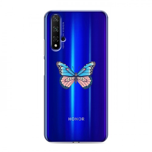 Полупрозрачный дизайнерский силиконовый чехол для Huawei Honor 20 прозрачные Бабочки 