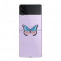 Полупрозрачный дизайнерский пластиковый чехол для Samsung Galaxy Z Flip 3 прозрачные Бабочки 