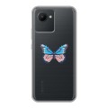 Полупрозрачный дизайнерский силиконовый чехол для Realme C30 прозрачные Бабочки 