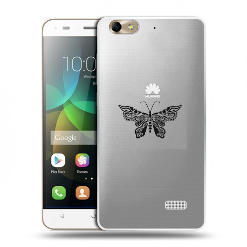 Полупрозрачный дизайнерский пластиковый чехол для Huawei Honor 4C прозрачные Бабочки 