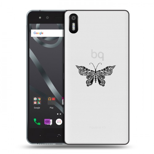 Полупрозрачный дизайнерский пластиковый чехол для BQ Aquaris X5 прозрачные Бабочки 