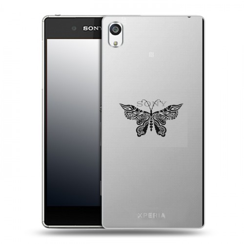 Полупрозрачный дизайнерский пластиковый чехол для Sony Xperia E5 прозрачные Бабочки 
