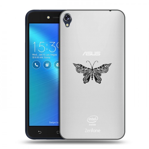Полупрозрачный дизайнерский пластиковый чехол для Asus ZenFone Live прозрачные Бабочки 
